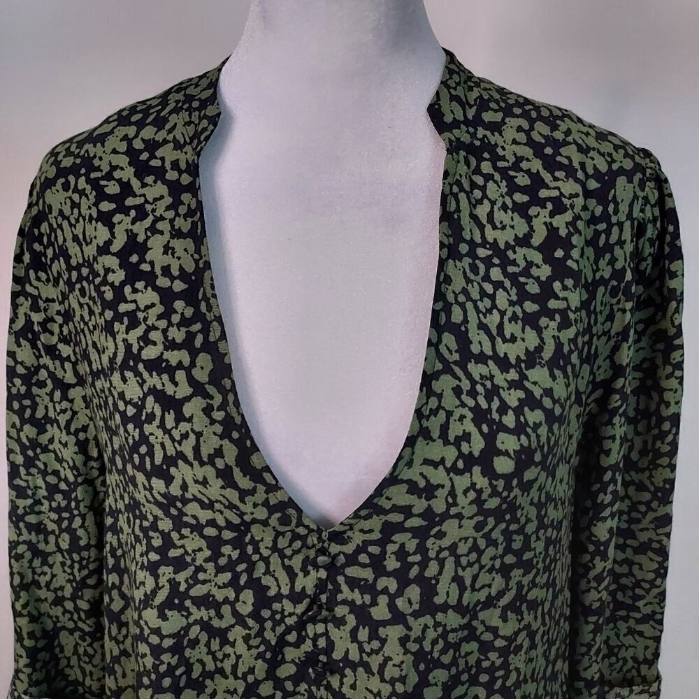 Zara Floral Print Tab Sleeves Mini Tiered Dress Size Medium - Picture 3 of 9